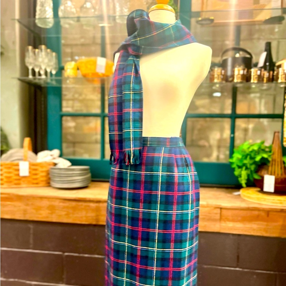 90s Pendleton Skirt Scarf Set | Malcolm Tartan | Virgin Wool Scottish | Sz 6